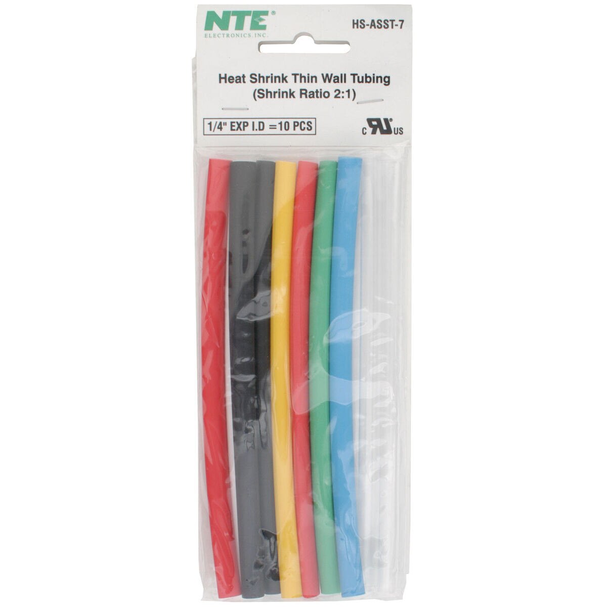 NTE Heat Shrink Tubing 21 Assorted Colors 1/4" x 6" 10 Pcs.